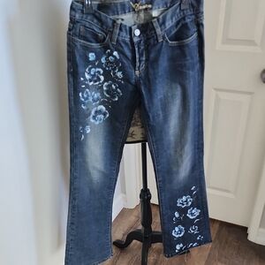 Bebe Embroidered Blue Jeans
